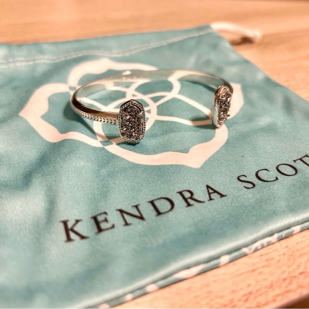 Kendra Scott Elton Silver Cuff Bracelet in Platinum Drusy